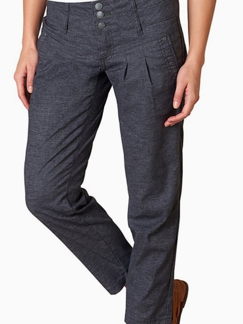 Prana Charcoal Button-Front Casual Pants